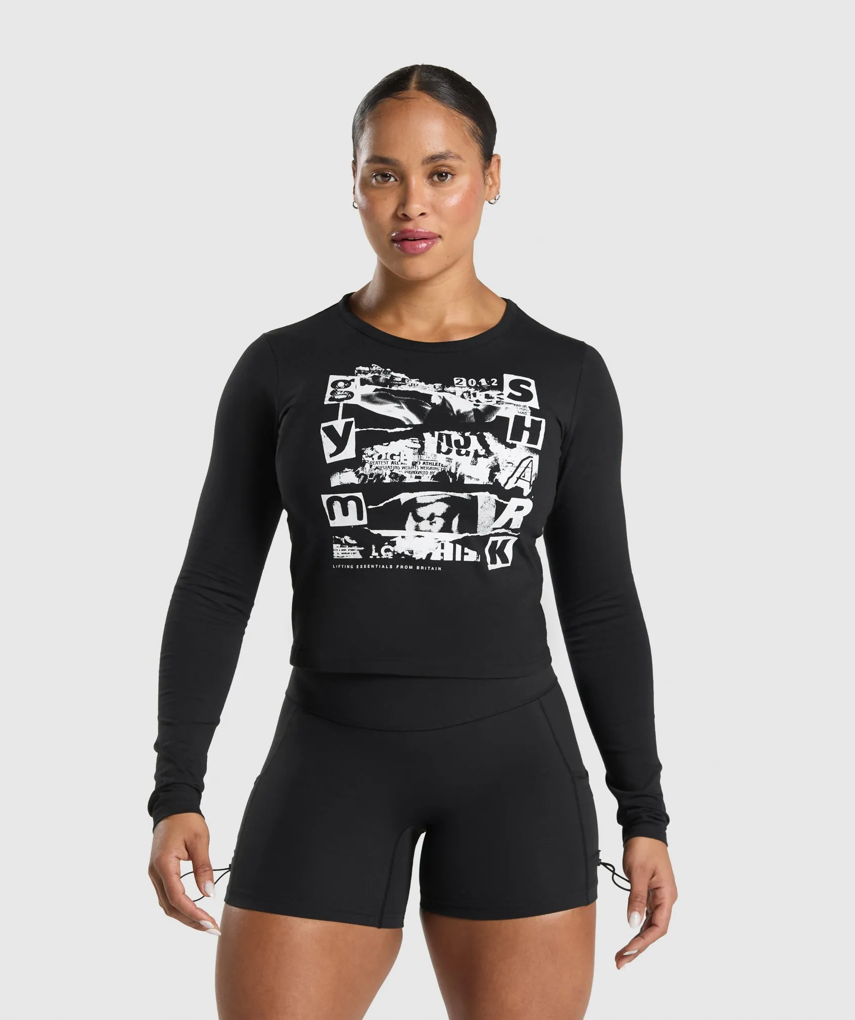 Gymshark Punk Graphic Long Sleeve Midi Top - Black sold by Gymshark