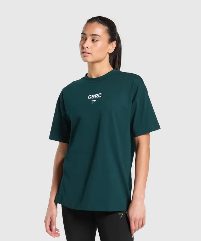 Gymshark Running Graphic Oversized T-Shirt - Strong Teal sold by Gymshark