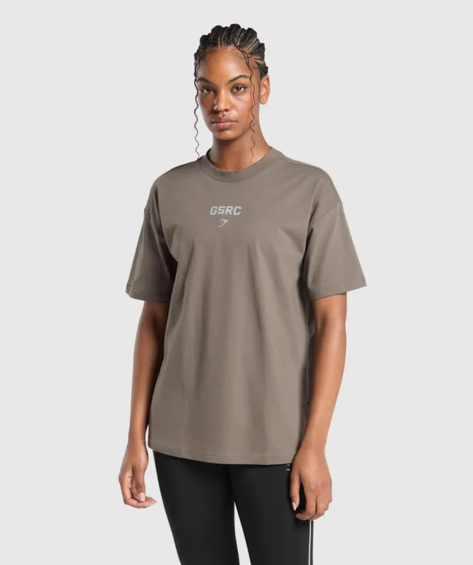 Gymshark Running Graphic Oversized T-Shirt - Camo Brown sold by Gymshark
