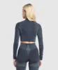 Gymshark Caged Seamless Long Sleeve Crop Top - Heavy Blue/Iron Blue sold by Gymshark