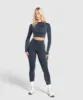 Gymshark Caged Seamless Long Sleeve Crop Top - Heavy Blue/Iron Blue sold by Gymshark