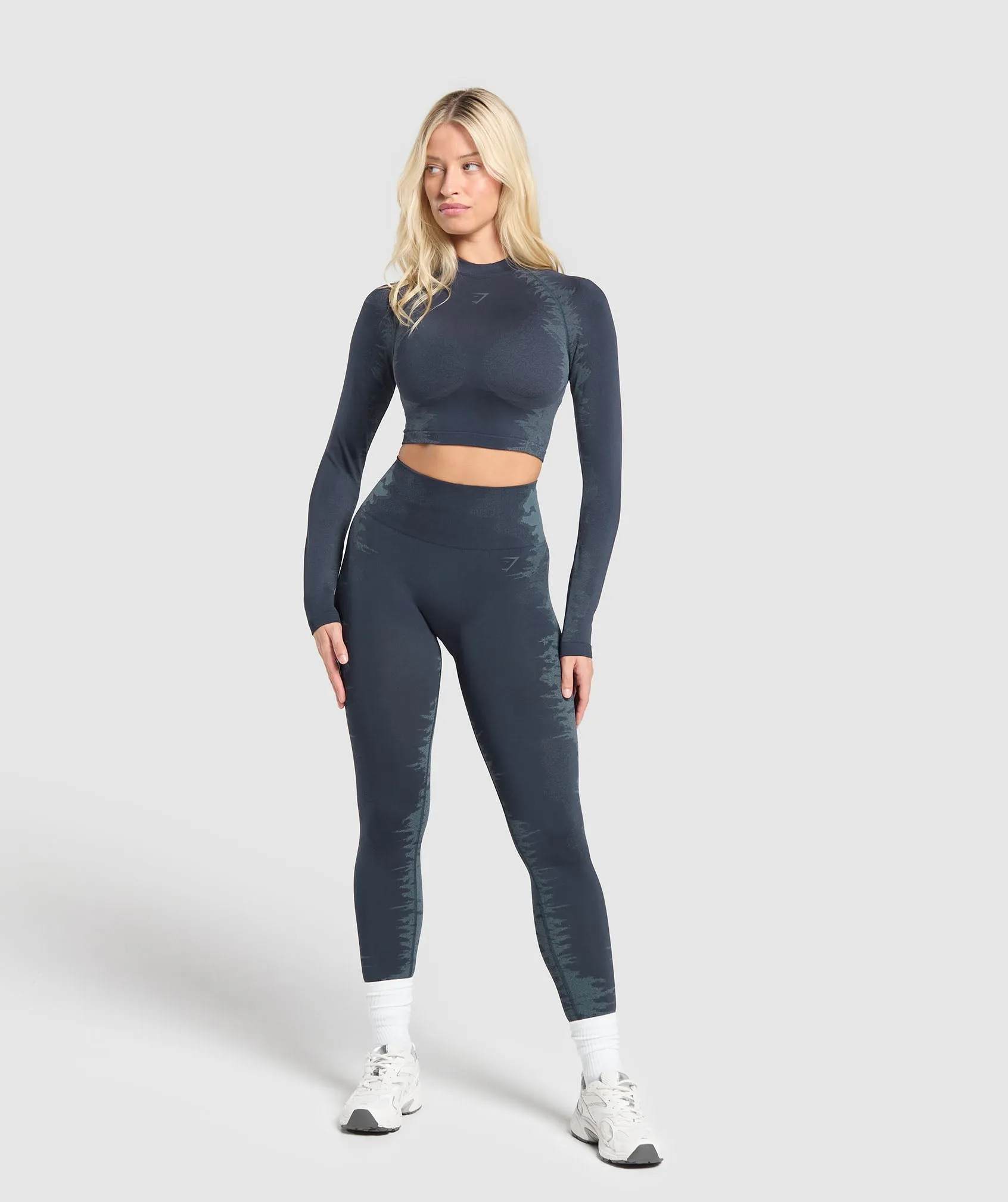 Gymshark Caged Seamless Long Sleeve Crop Top - Heavy Blue/Iron Blue sold by Gymshark product image thumbnail 3