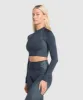 Gymshark Caged Seamless Long Sleeve Crop Top - Heavy Blue/Iron Blue sold by Gymshark