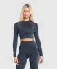 Gymshark Caged Seamless Long Sleeve Crop Top - Heavy Blue/Iron Blue sold by Gymshark