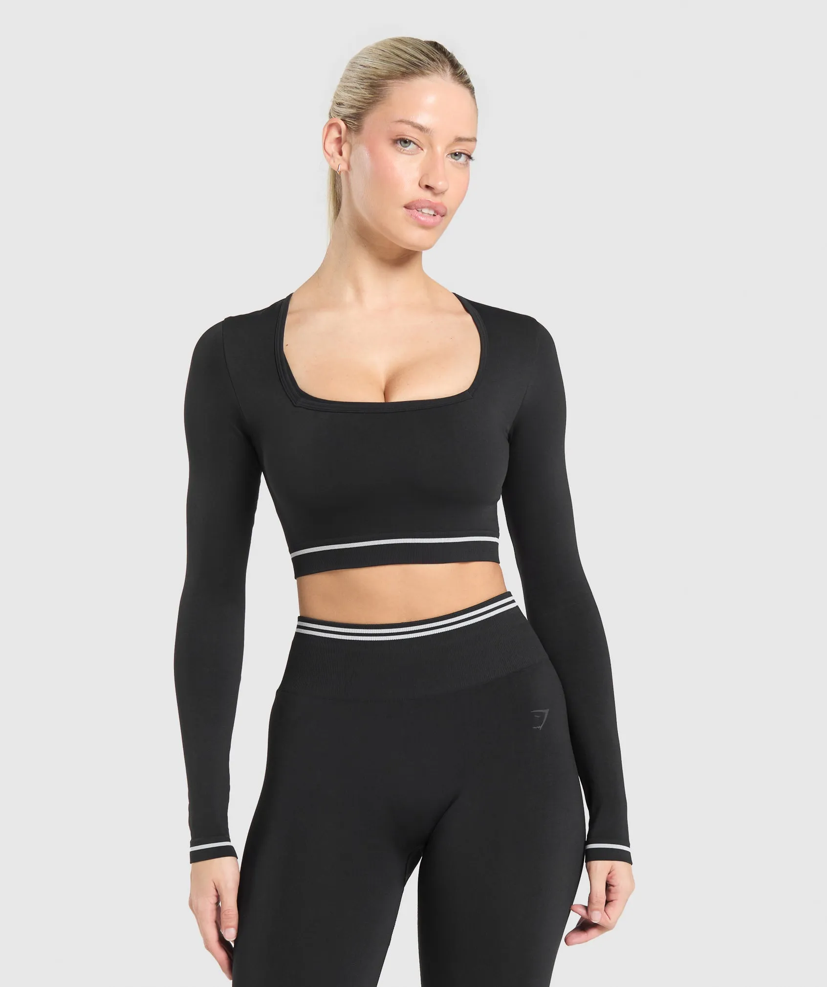 Gymshark Contrast Seamless Crop Top - Black sold by Gymshark