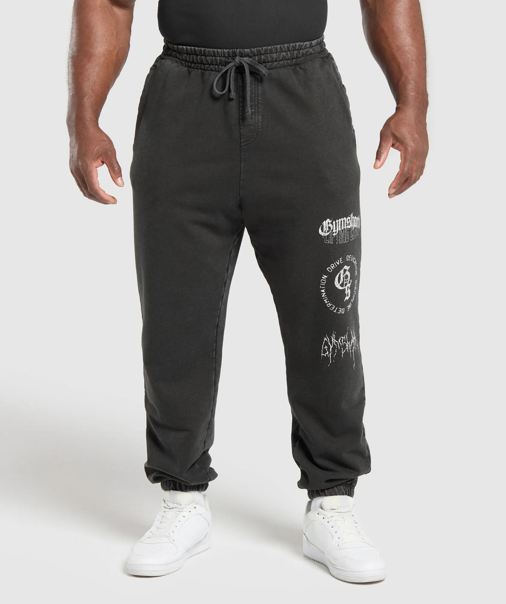 Gymshark Distressed Graphic Joggers - Black Acid Wash sold by Gymshark