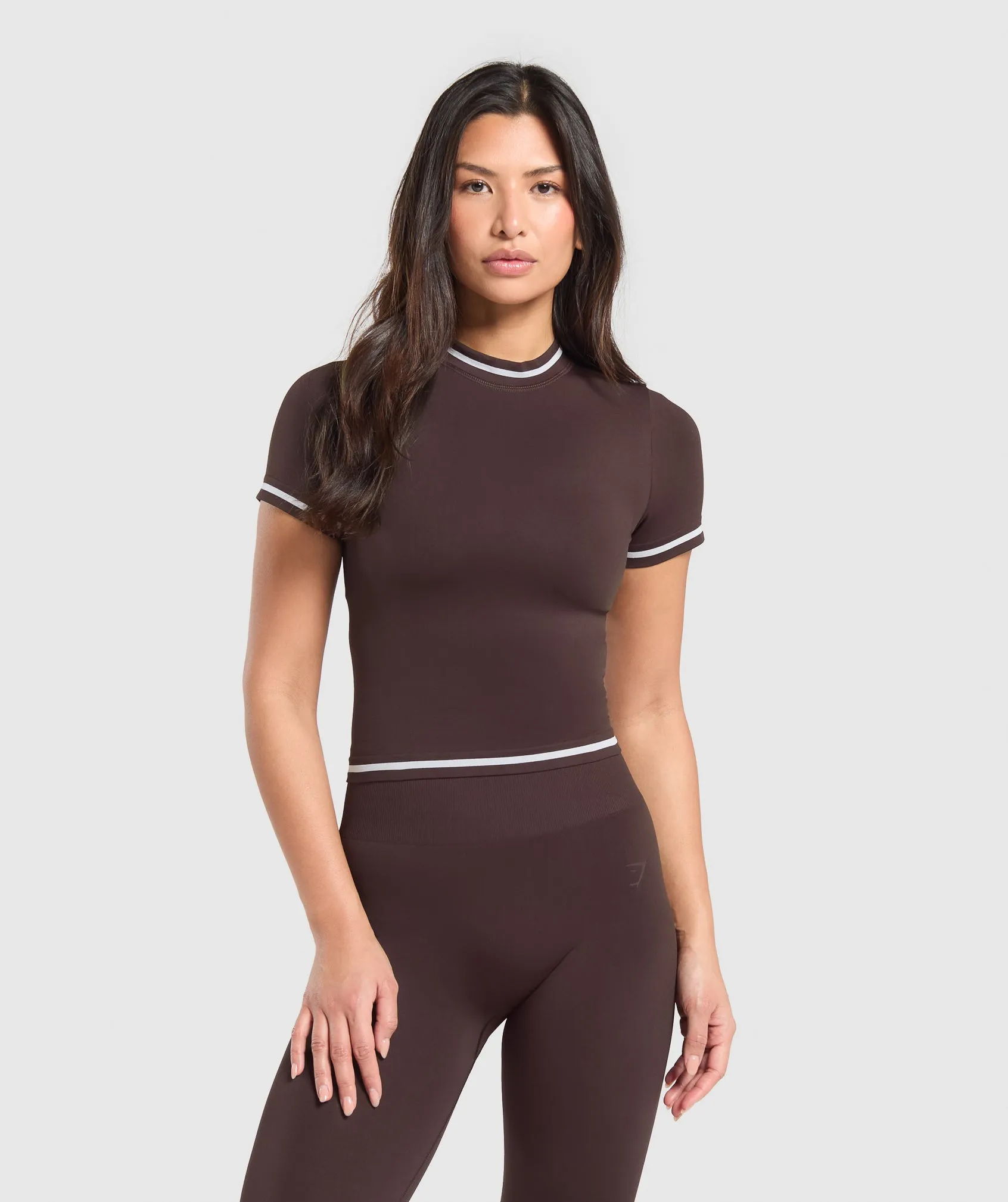 Gymshark Contrast Seamless Midi Tee - Heritage Brown sold by Gymshark
