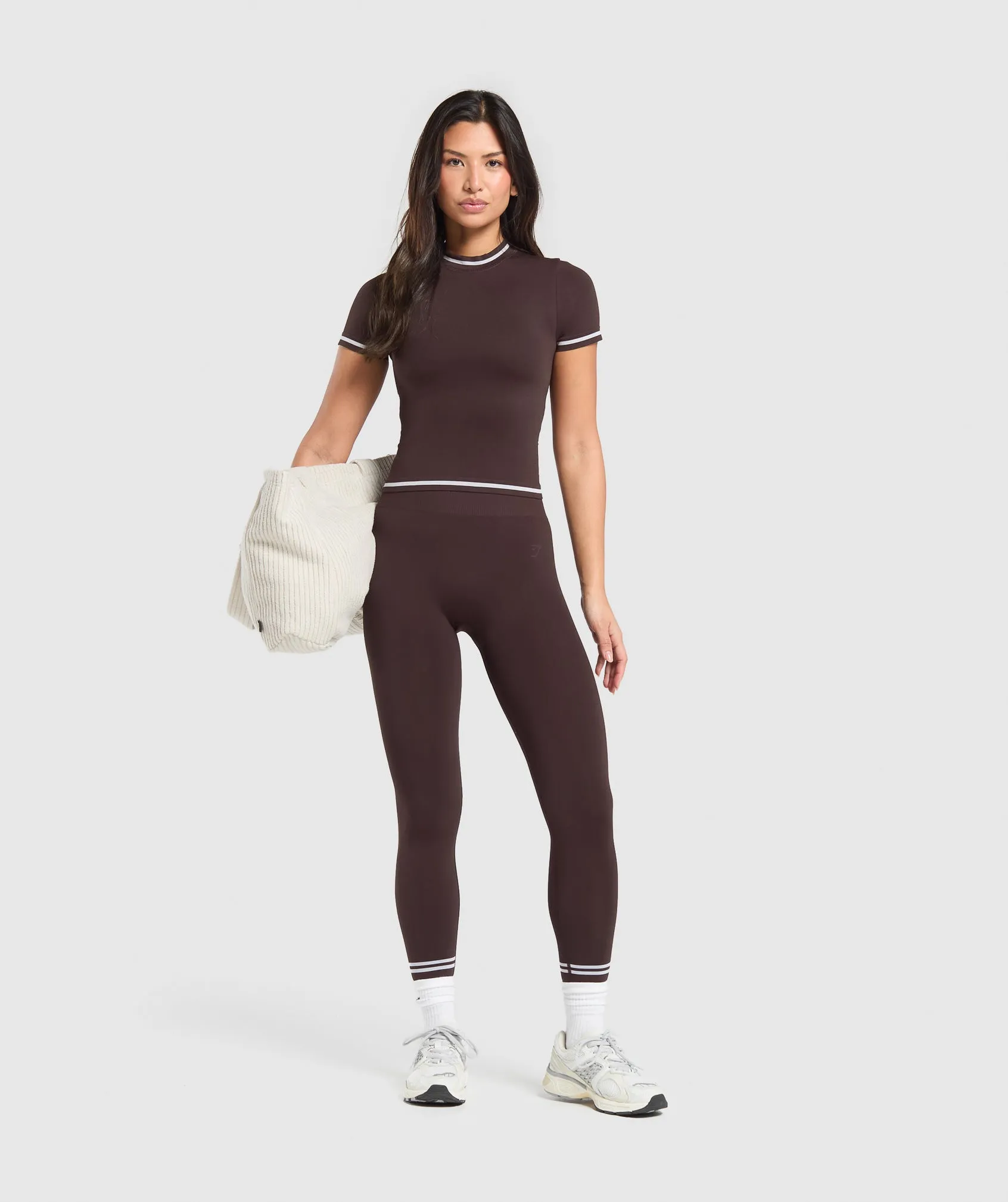 Gymshark Contrast Seamless Midi Tee - Heritage Brown sold by Gymshark product image thumbnail 4