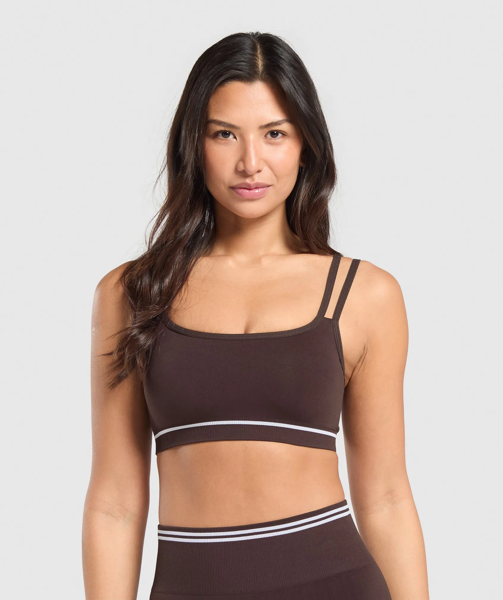 Gymshark Contrast Seamless Sports Bra - Heritage Brown sold by Gymshark