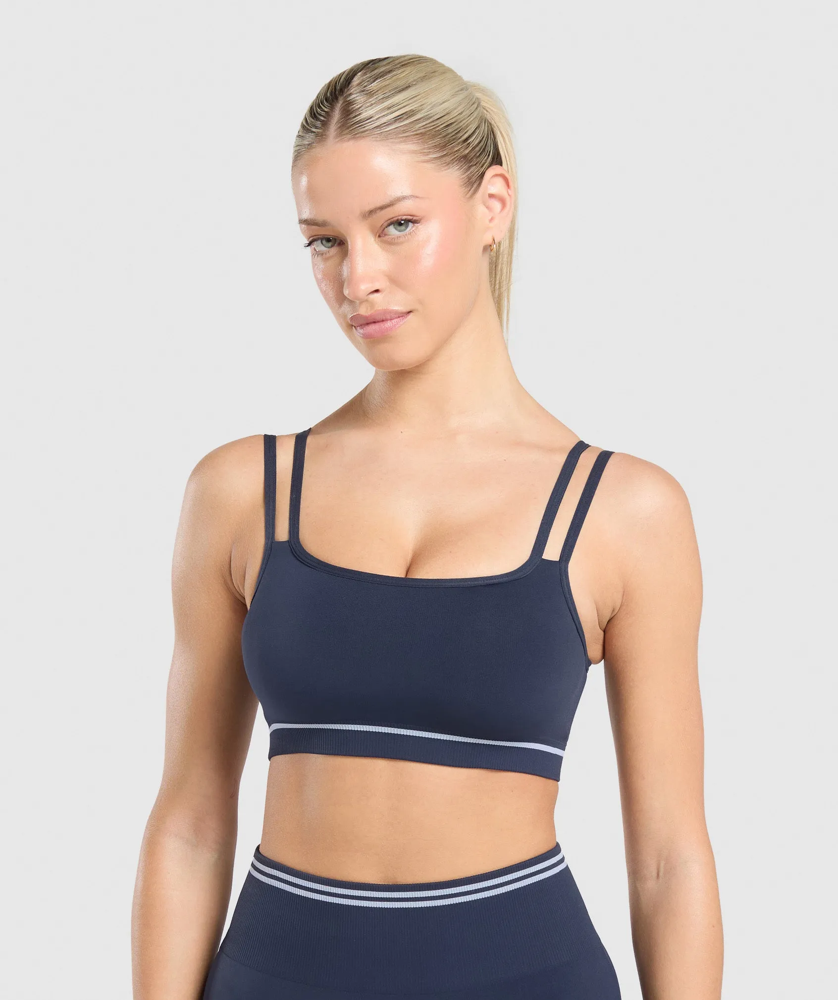 Gymshark Contrast Seamless Sports Bra - Heavy Blue sold by Gymshark