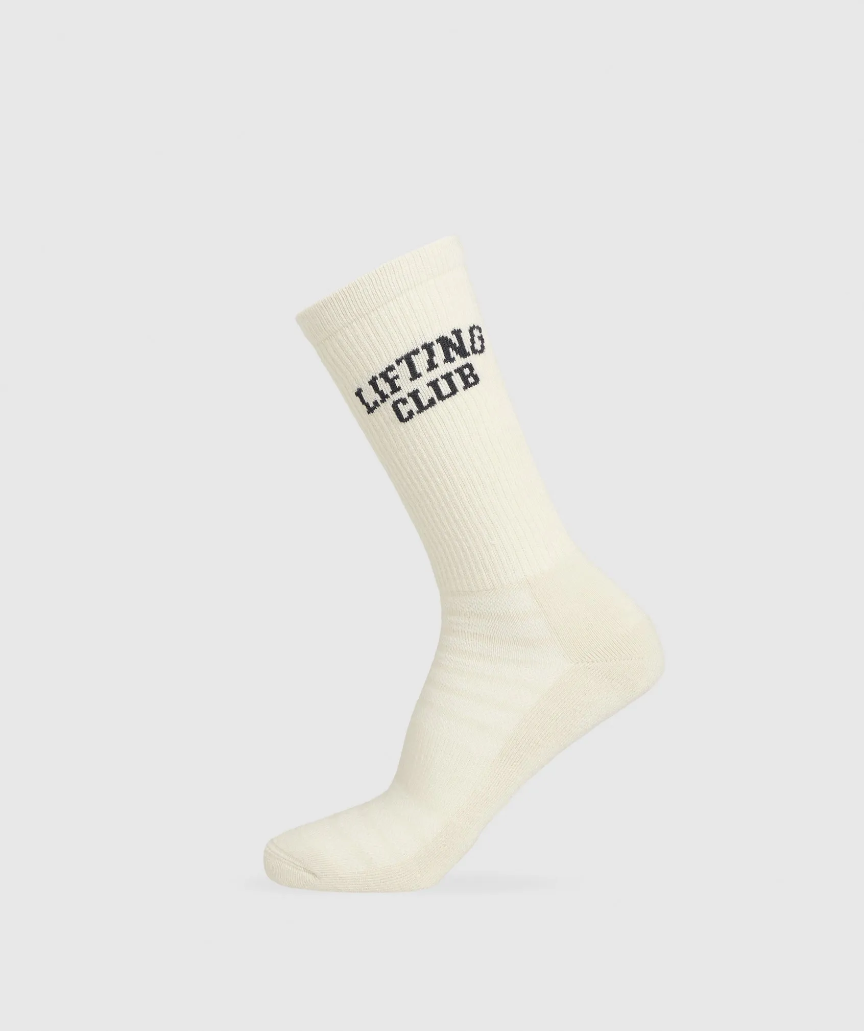 Gymshark Lifting Club Graphic Crew Sock Single - Ecru White sold by Gymshark
