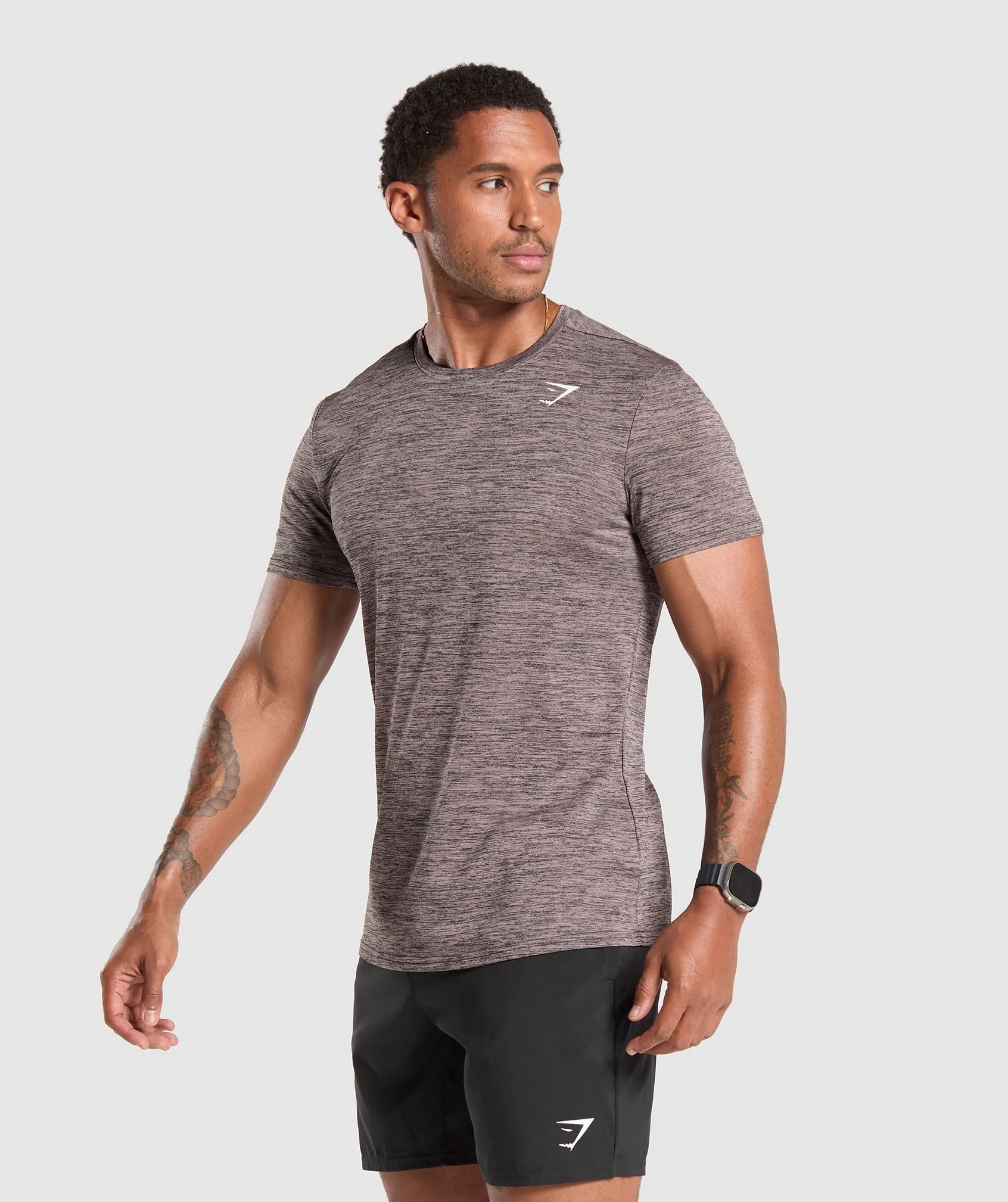 Gymshark Arrival Marl T-Shirt - Powder Mauve/Black Marl sold by Gymshark product image thumbnail 3
