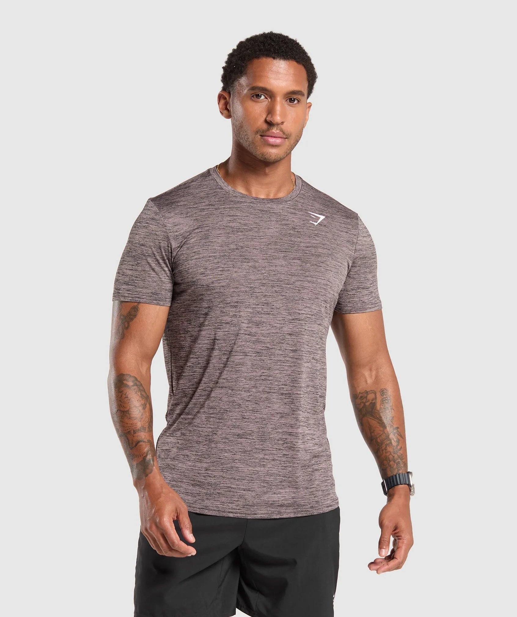 Gymshark Arrival Marl T-Shirt - Powder Mauve/Black Marl sold by Gymshark