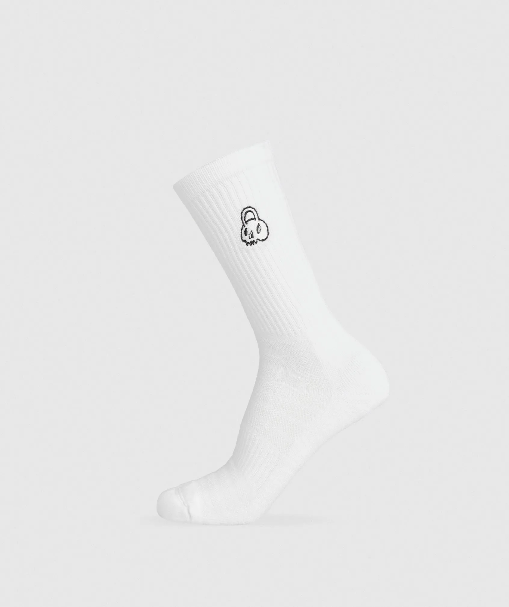 Gymshark Graphic Kettlebell Crew Sock Single - White sold by Gymshark