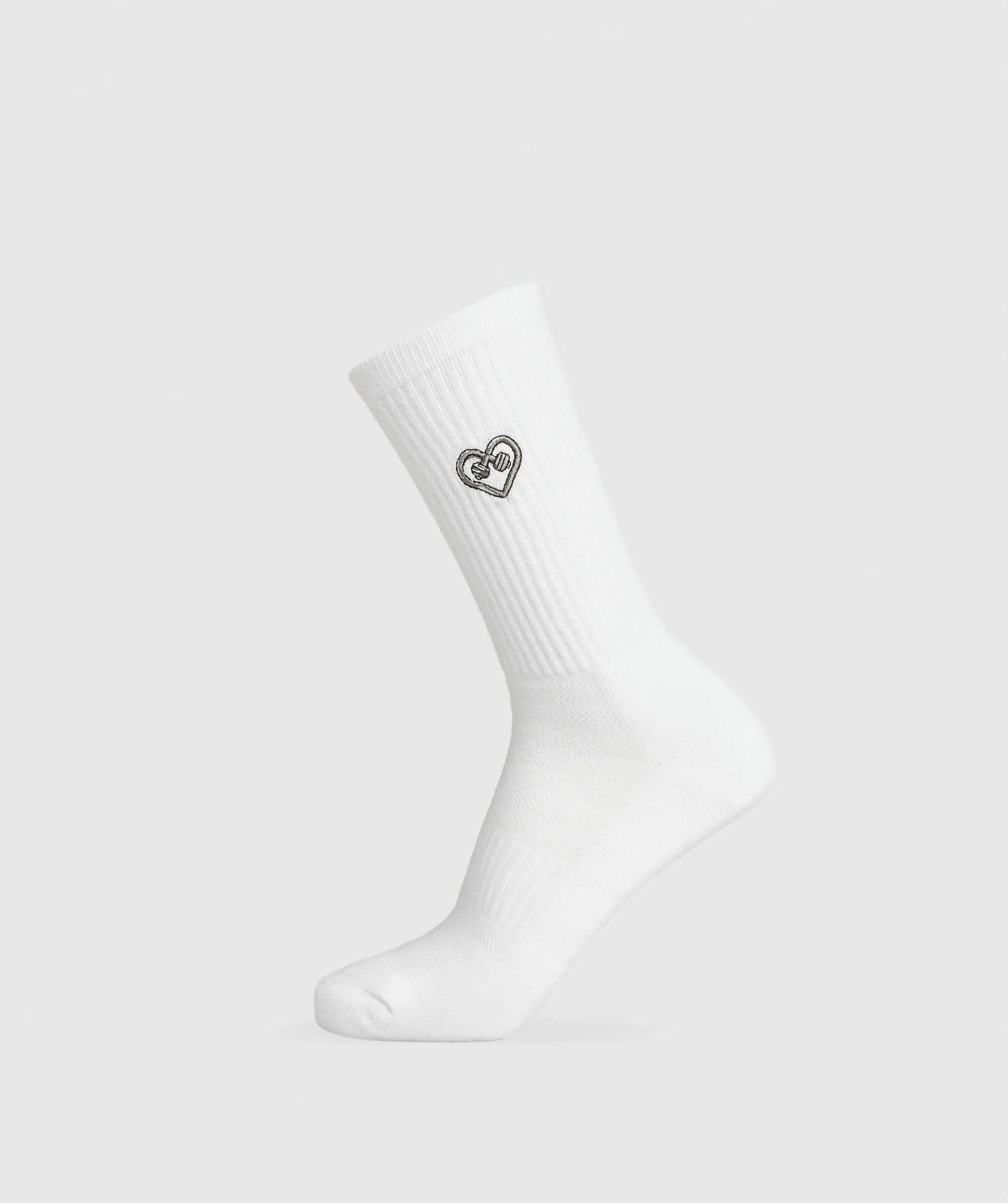 Gymshark Graphic Heart Crew Sock Single - White sold by Gymshark