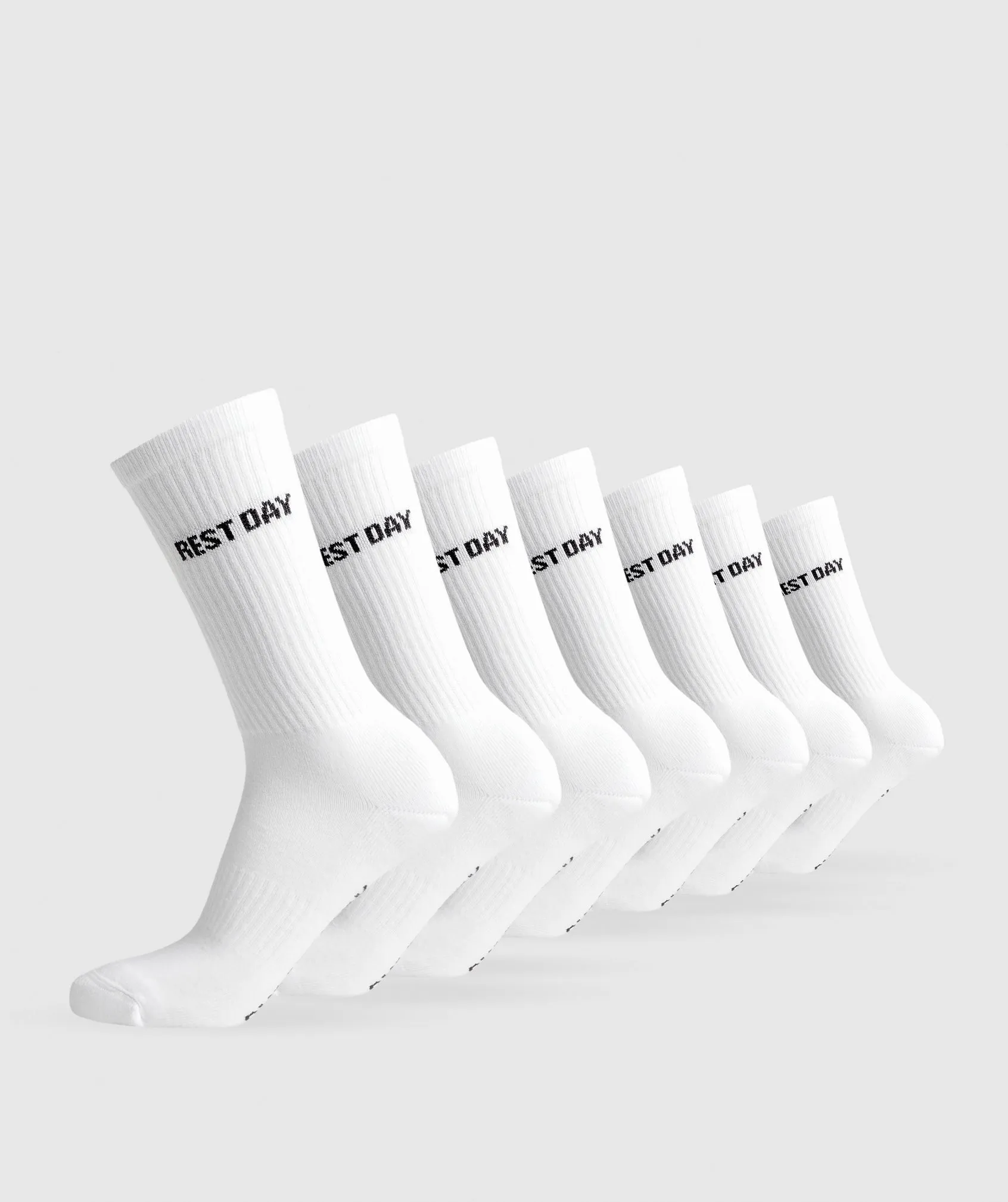 Gymshark Rest Day Graphic Socks 7pk - White sold by Gymshark
