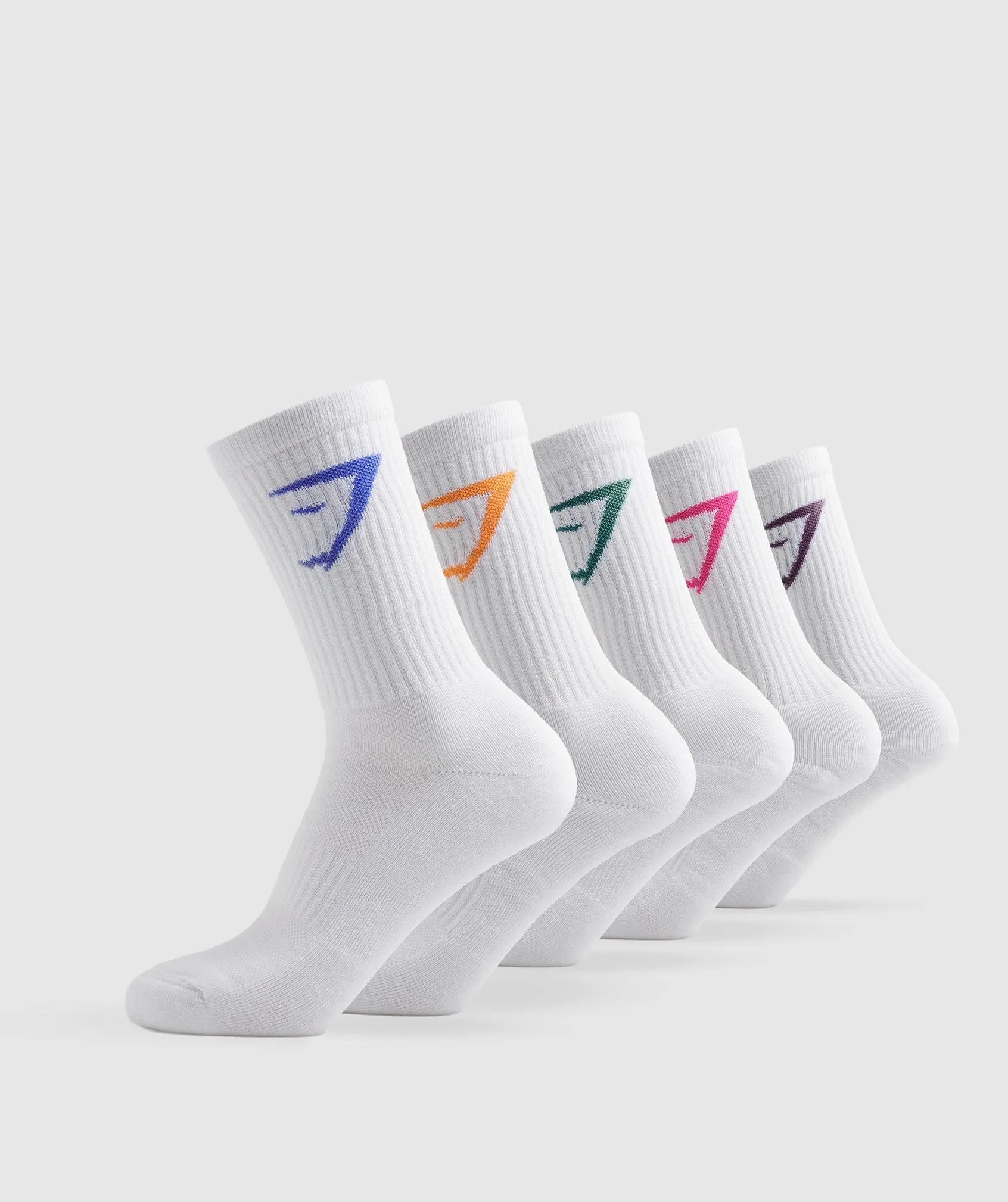 Gymshark Crew Socks 5pk - Blue/Purple/Teal/Pink/Orange sold by Gymshark