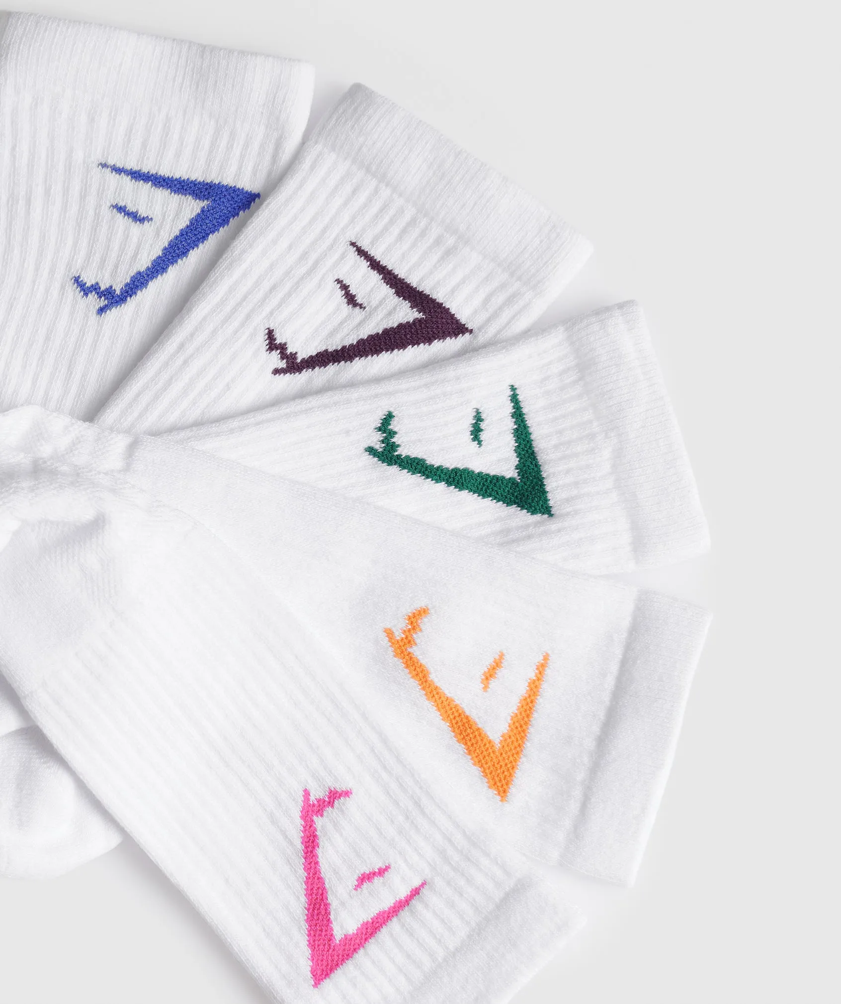 Gymshark Crew Socks 5pk - Blue/Purple/Teal/Pink/Orange sold by Gymshark product image thumbnail 2