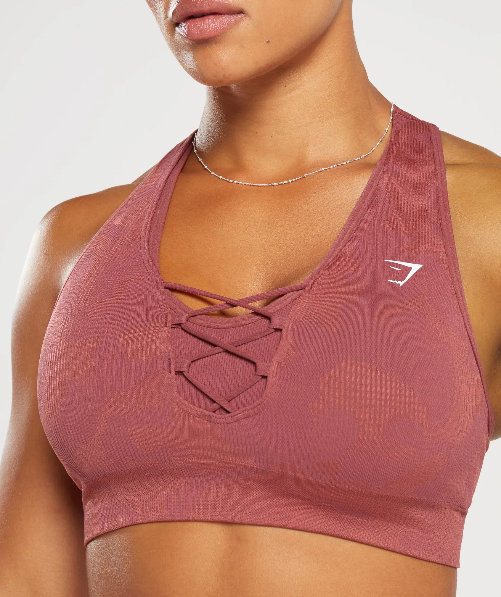 Gymshark Adapt Camo Seamless Ribbed Sports Bra - Soft Berry/Sunbaked Pink sold by Gymshark product image thumbnail 5