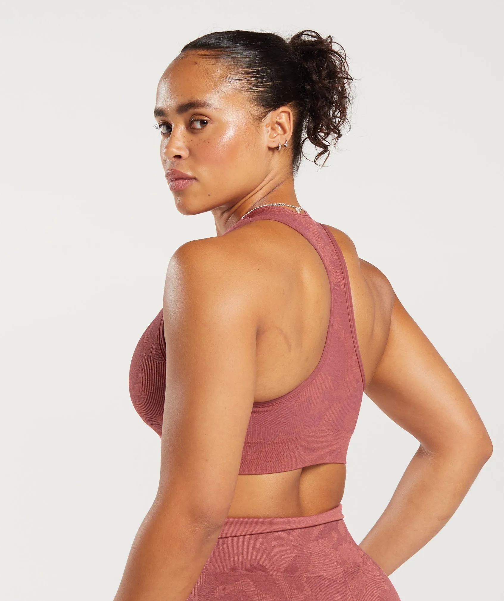 Gymshark Adapt Camo Seamless Ribbed Sports Bra - Soft Berry/Sunbaked Pink sold by Gymshark product image thumbnail 3