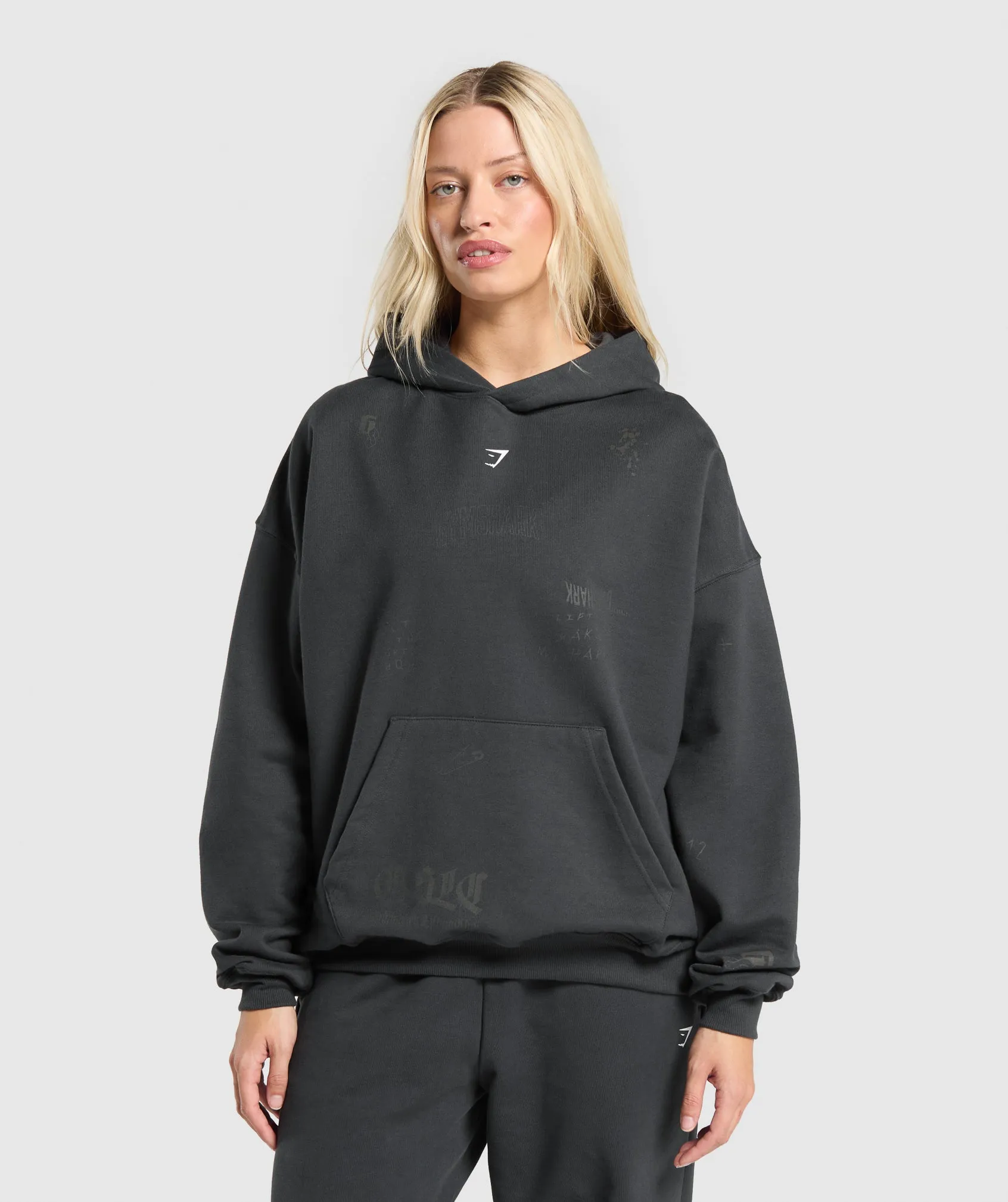 Gymshark Scribble Oversized Hoodie - Asphalt Grey sold by Gymshark