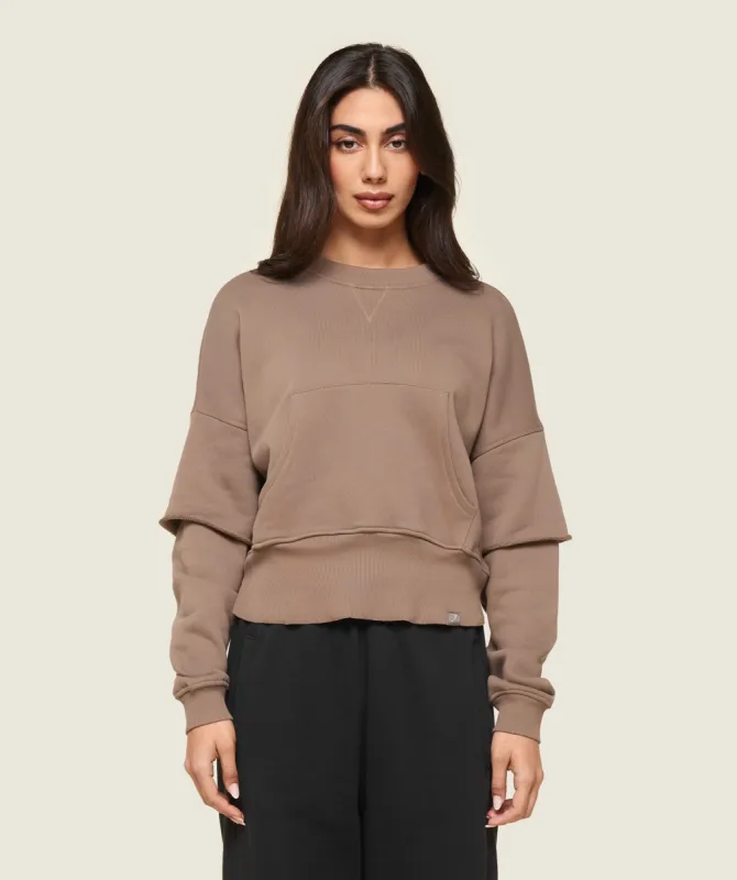 Gymshark GS x Leana Deeb Oversized Sweat - Soul Brown sold by Gymshark