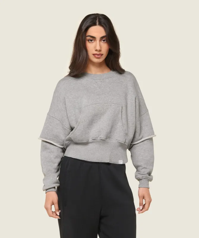 Gymshark GS x Leana Deeb Oversized Sweat - Light Grey Marl sold by Gymshark