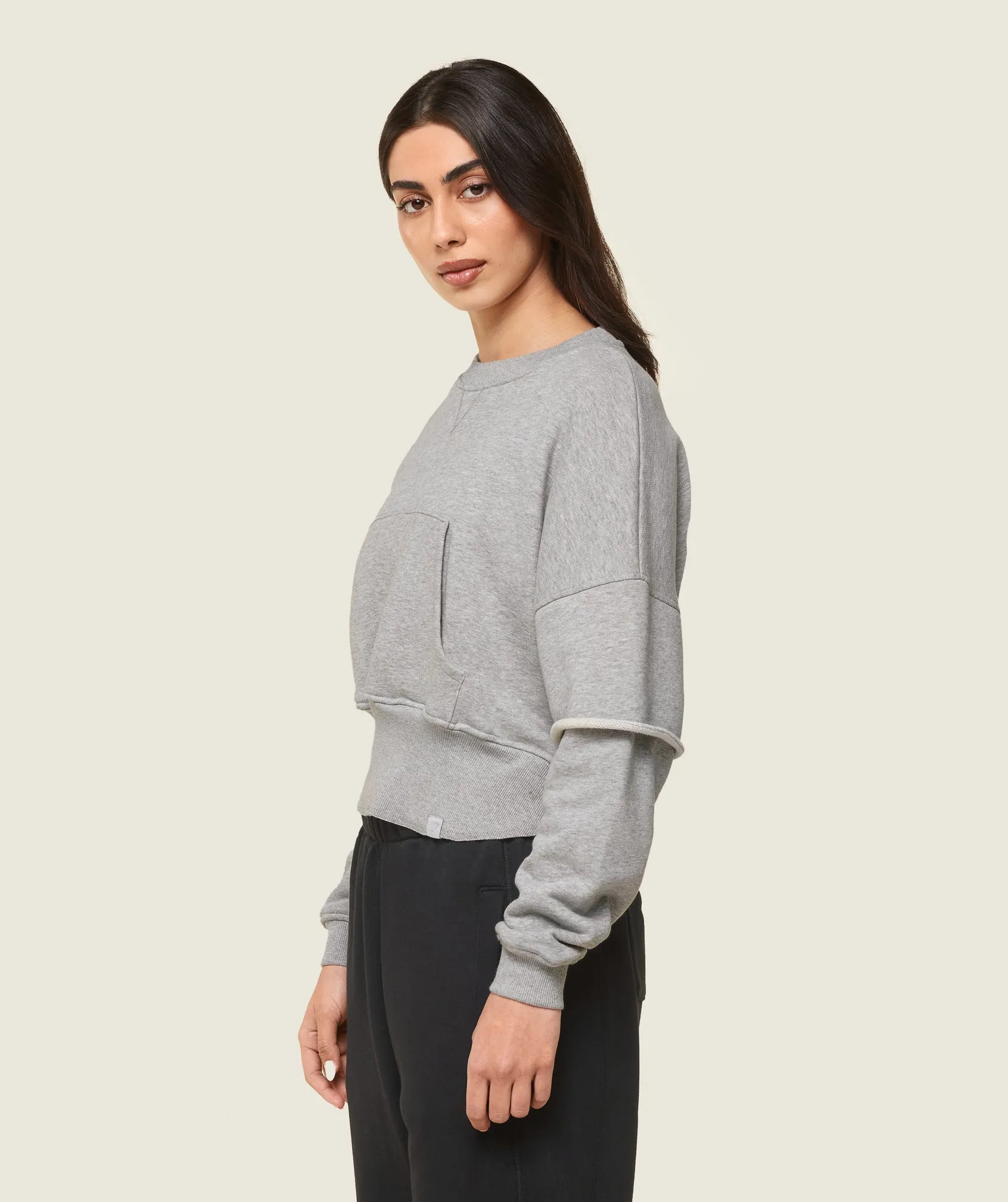 Gymshark GS x Leana Deeb Oversized Sweat - Light Grey Marl sold by Gymshark product image thumbnail 3