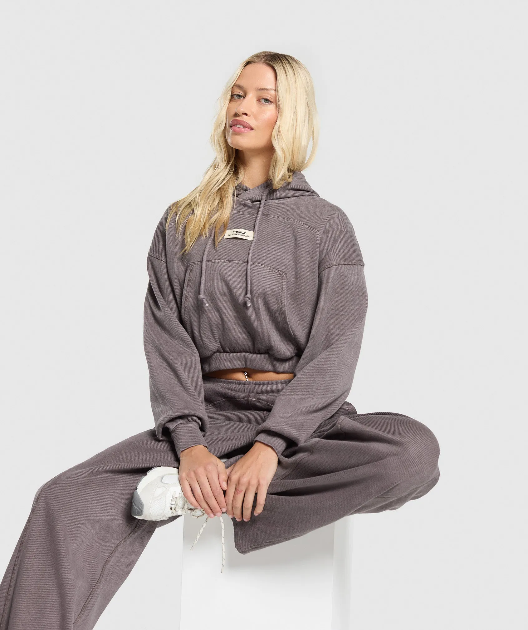 Gymshark Rest Day Ribbed Hoodie - Brushed Purple sold by Gymshark product image thumbnail 4