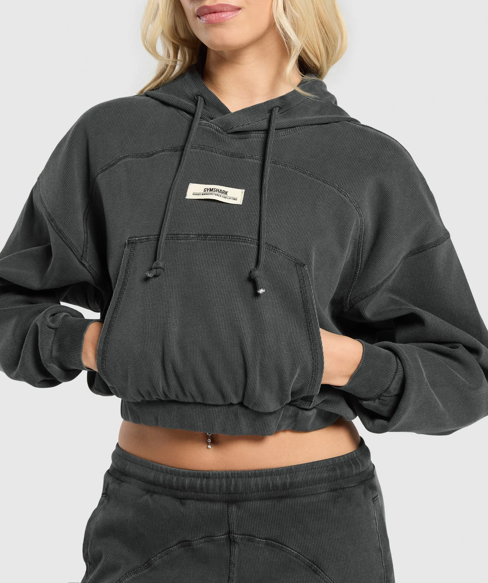 Gymshark Rest Day Ribbed Hoodie - Asphalt Grey sold by Gymshark product image thumbnail 5