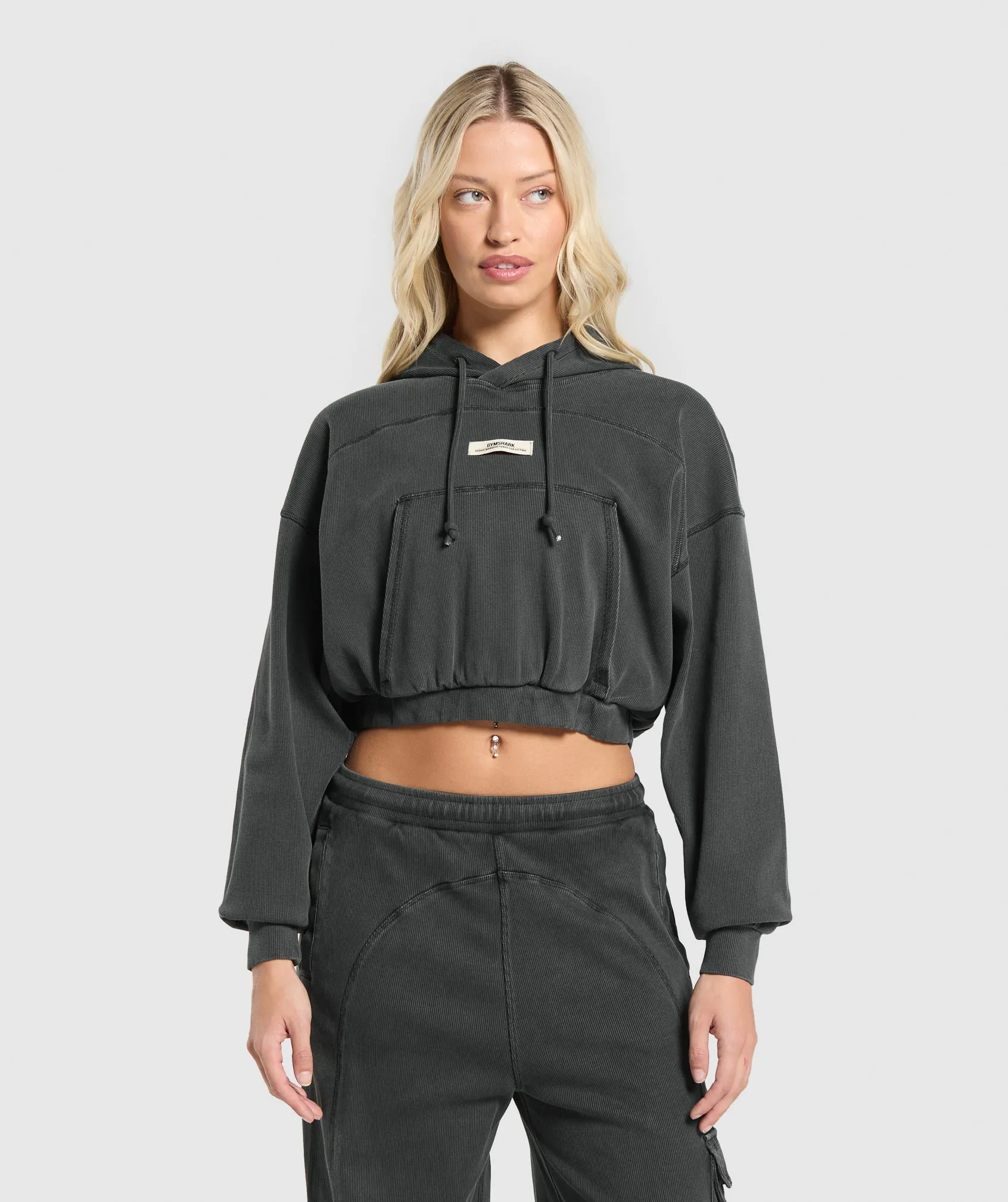 Gymshark Rest Day Ribbed Hoodie - Asphalt Grey sold by Gymshark