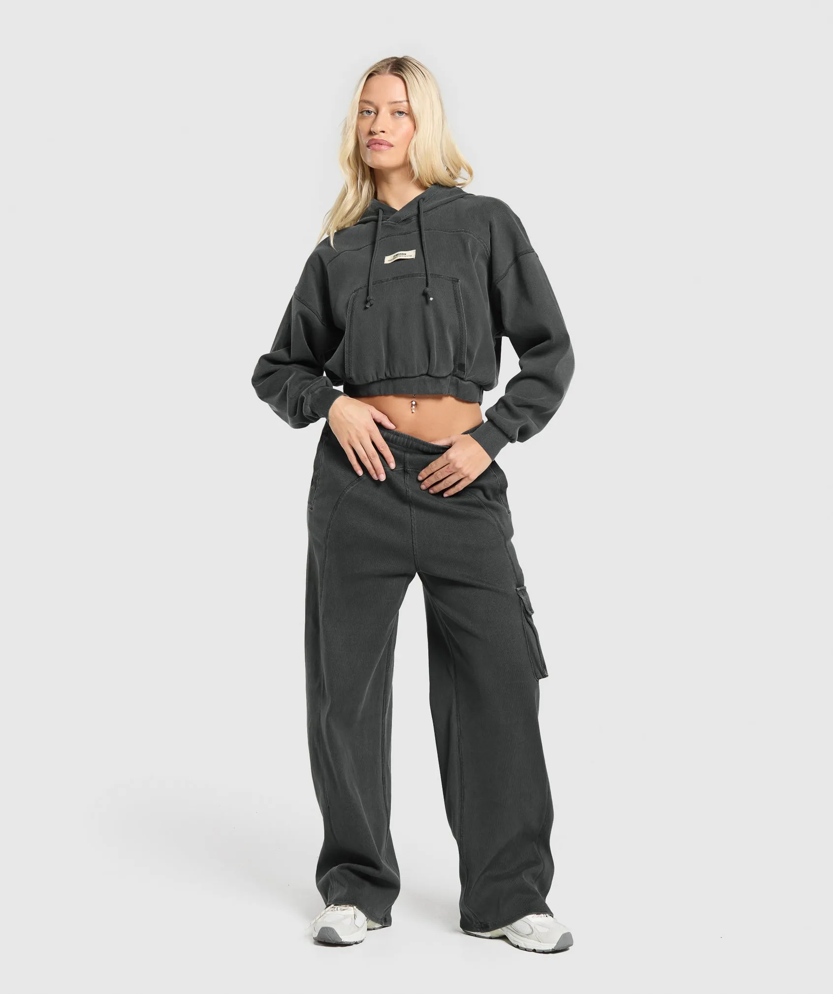 Gymshark Rest Day Ribbed Hoodie - Asphalt Grey sold by Gymshark product image thumbnail 4