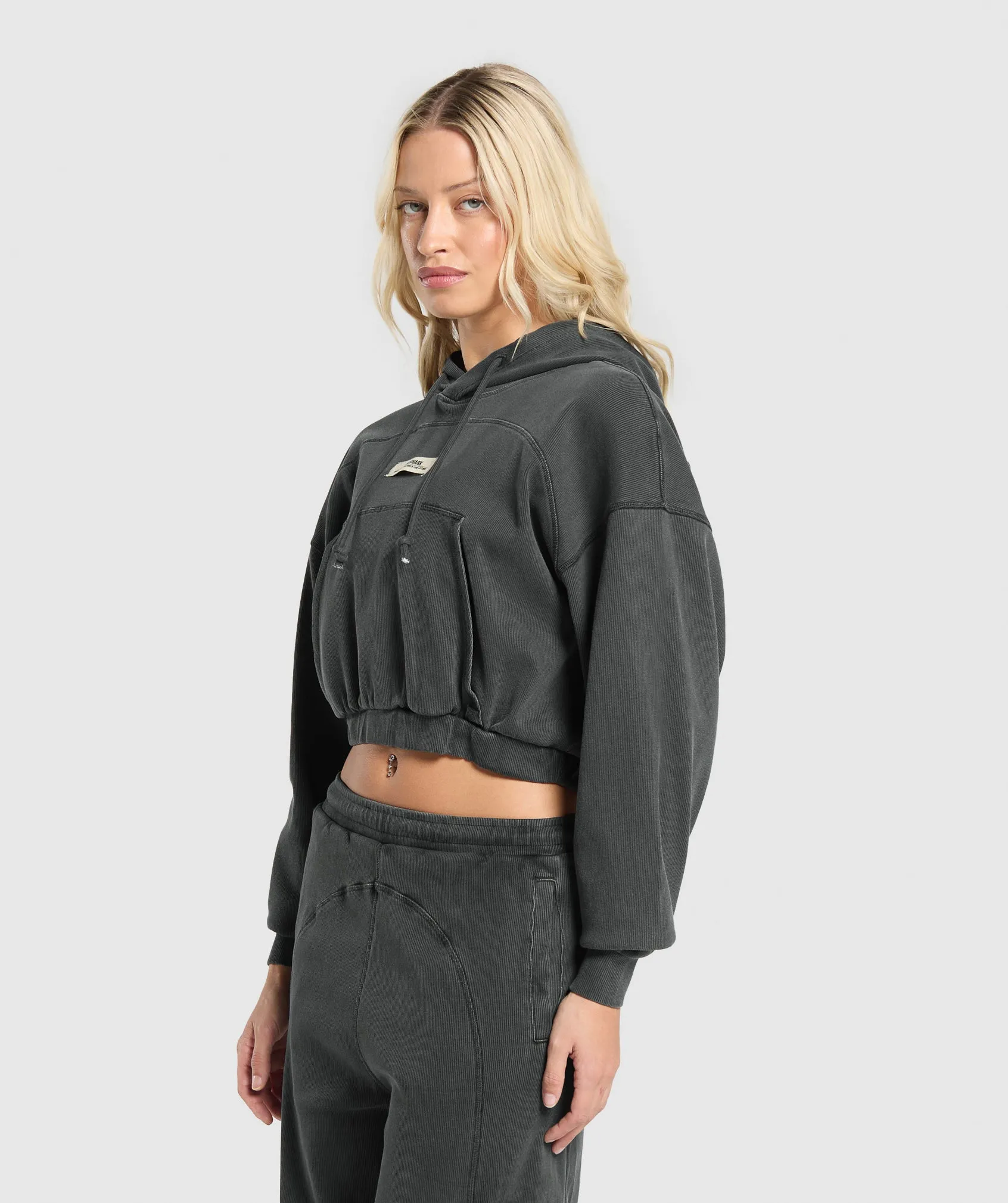 Gymshark Rest Day Ribbed Hoodie - Asphalt Grey sold by Gymshark product image thumbnail 3