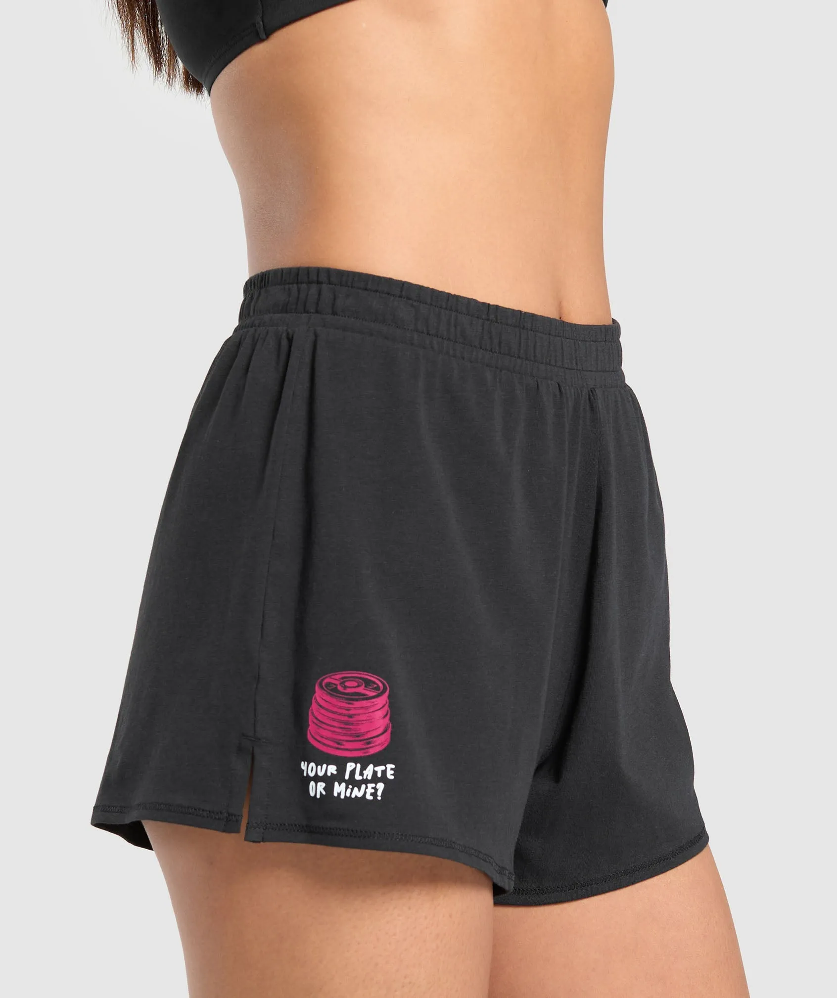 Gymshark Your Plate or Mine Cotton Shorts - Black sold by Gymshark product image thumbnail 3
