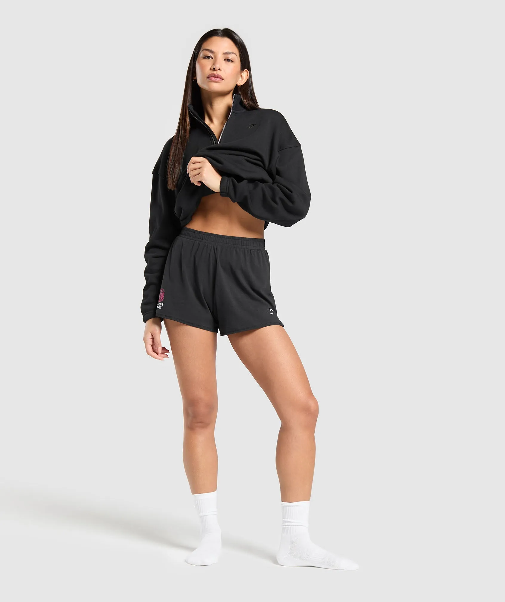 Gymshark Your Plate or Mine Cotton Shorts - Black sold by Gymshark product image thumbnail 4