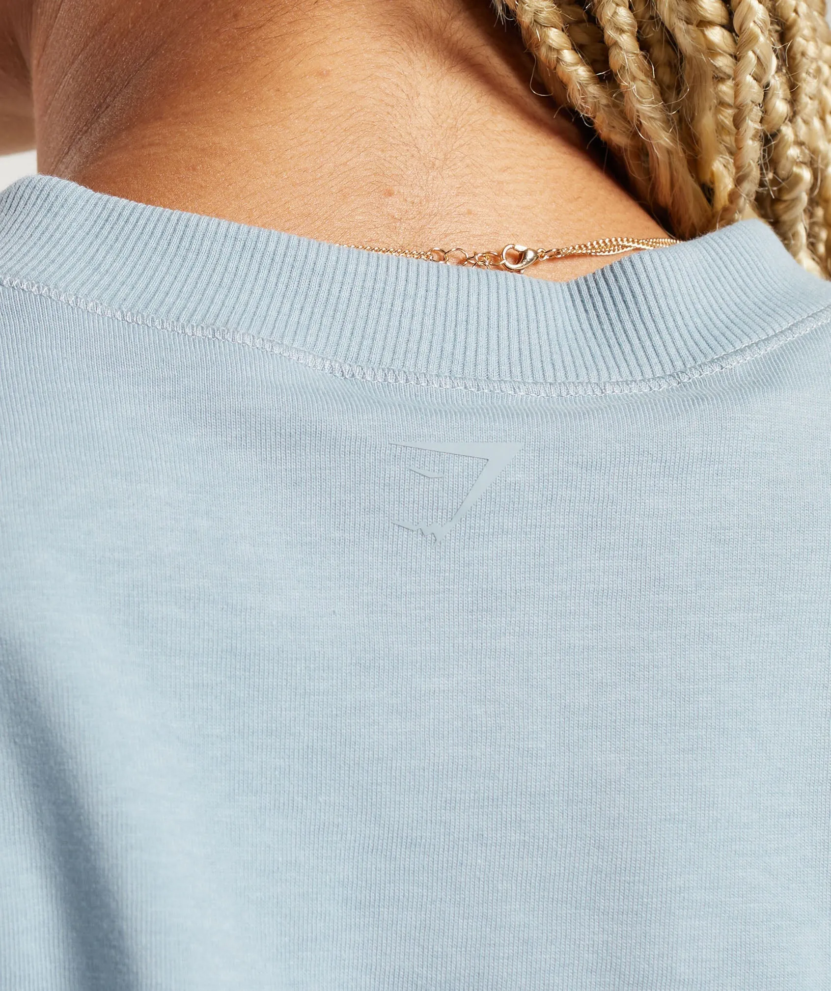 Gymshark Cotton Boxy Crop Top - Salt Blue sold by Gymshark product image thumbnail 5