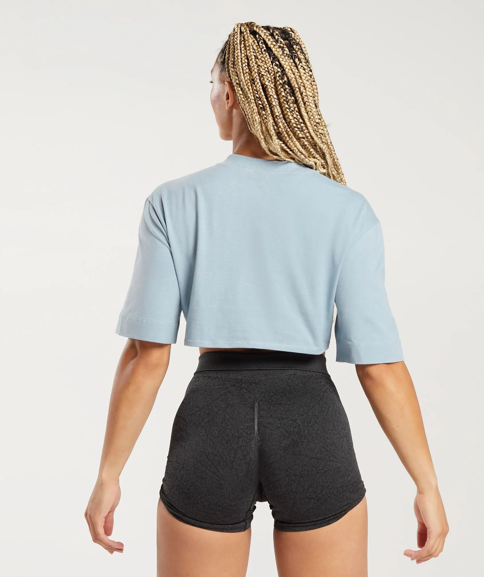 Gymshark Cotton Boxy Crop Top - Salt Blue sold by Gymshark product image thumbnail 2