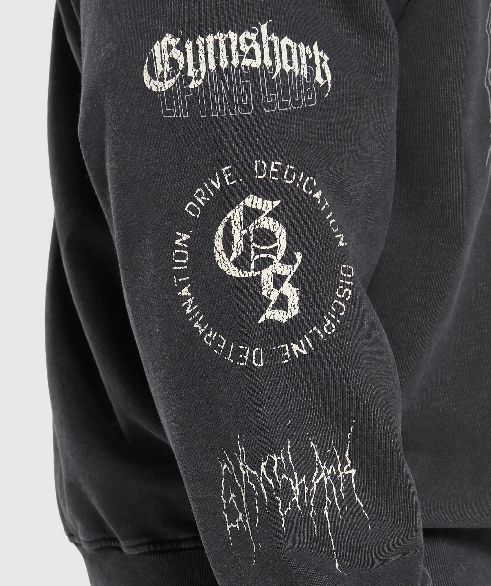 Gymshark Distressed Graphic Crew - Black Acid Wash sold by Gymshark product image thumbnail 4