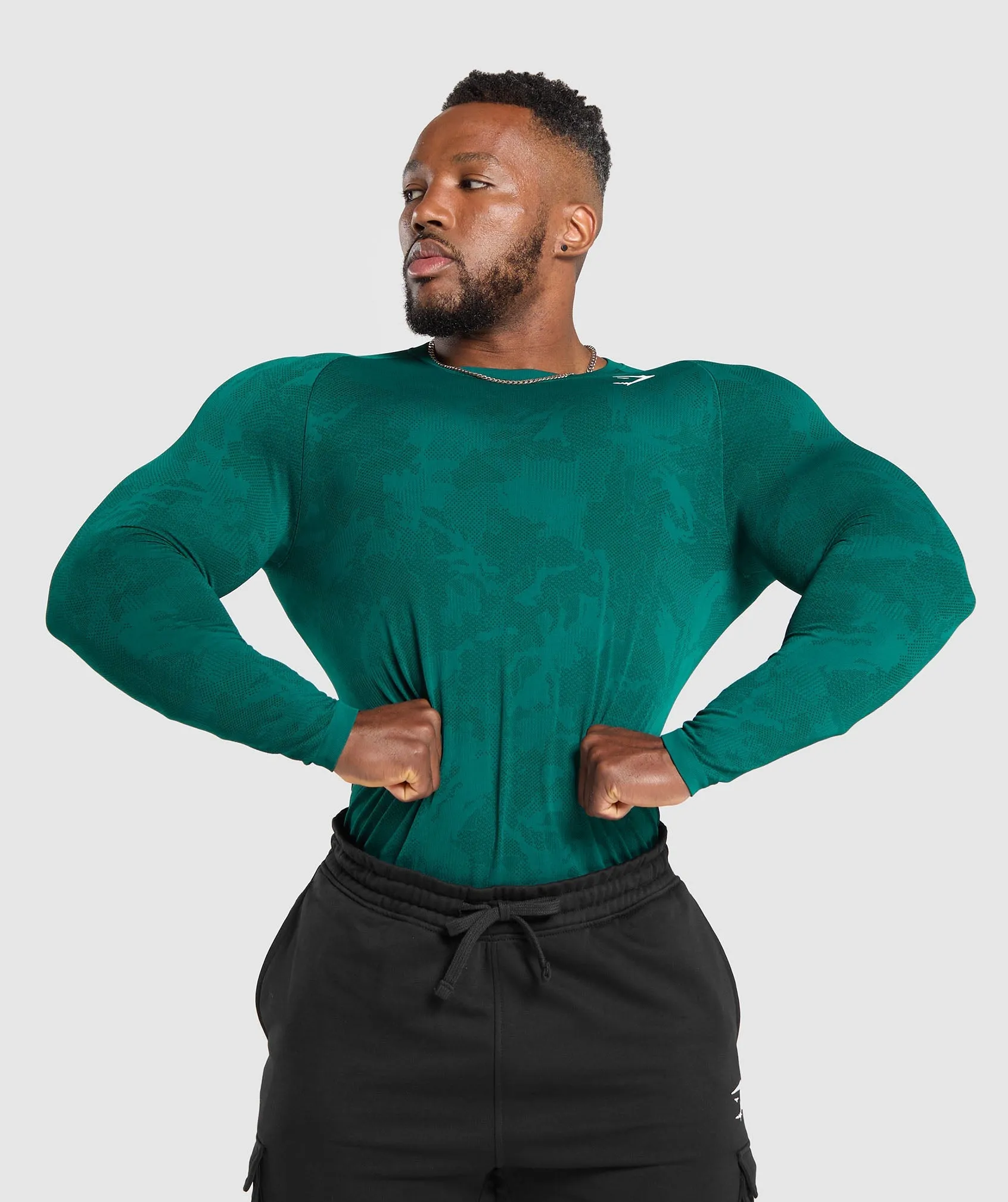 Gymshark Geo Seamless Long Sleeve T-Shirt - Motivate Teal/Strong Teal sold by Gymshark product image thumbnail 3