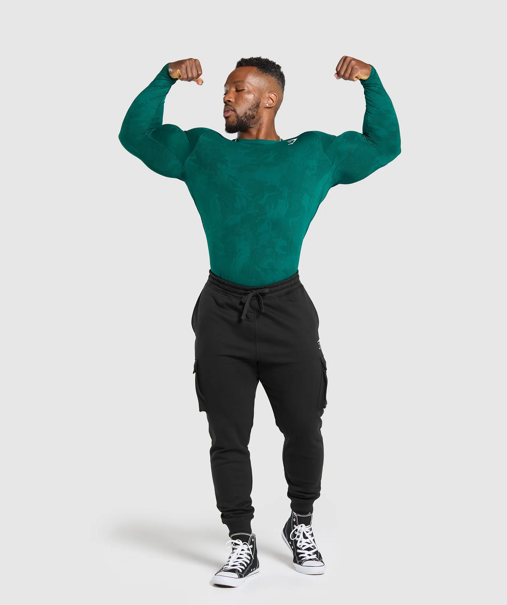 Gymshark Geo Seamless Long Sleeve T-Shirt - Motivate Teal/Strong Teal sold by Gymshark product image thumbnail 4