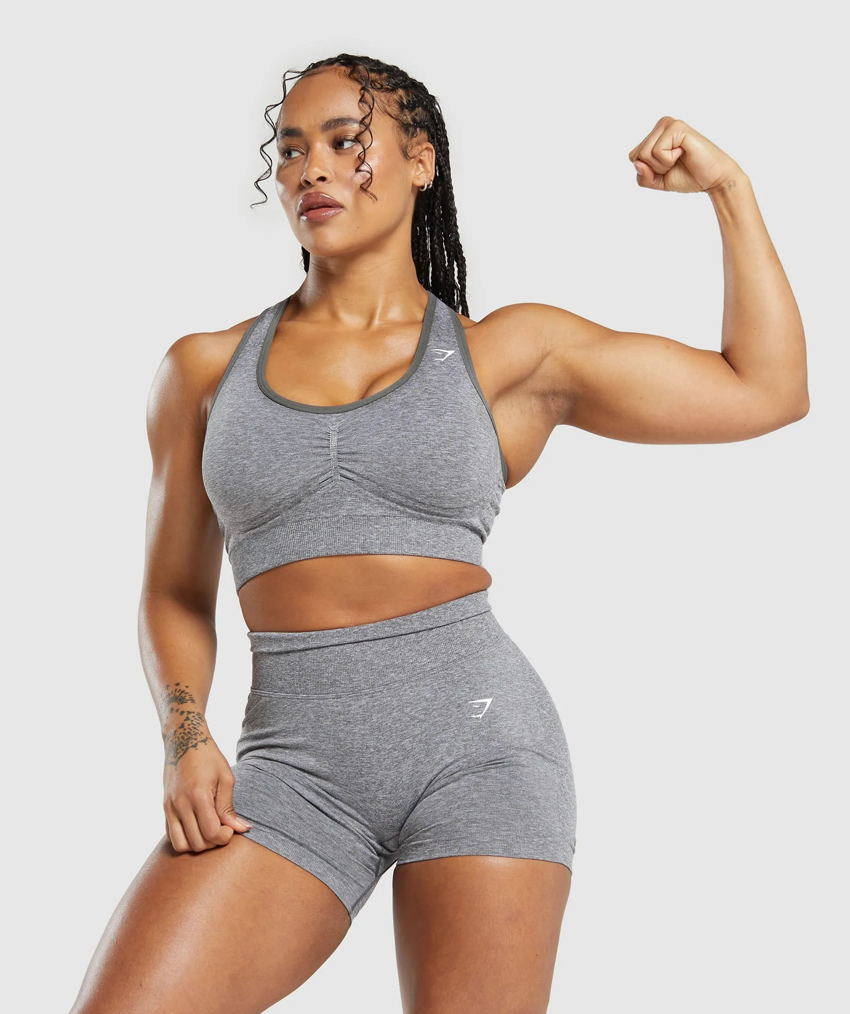 Gymshark Lift Seamless Sports Bra - Brushed Grey/White Marl sold by Gymshark product image thumbnail 4