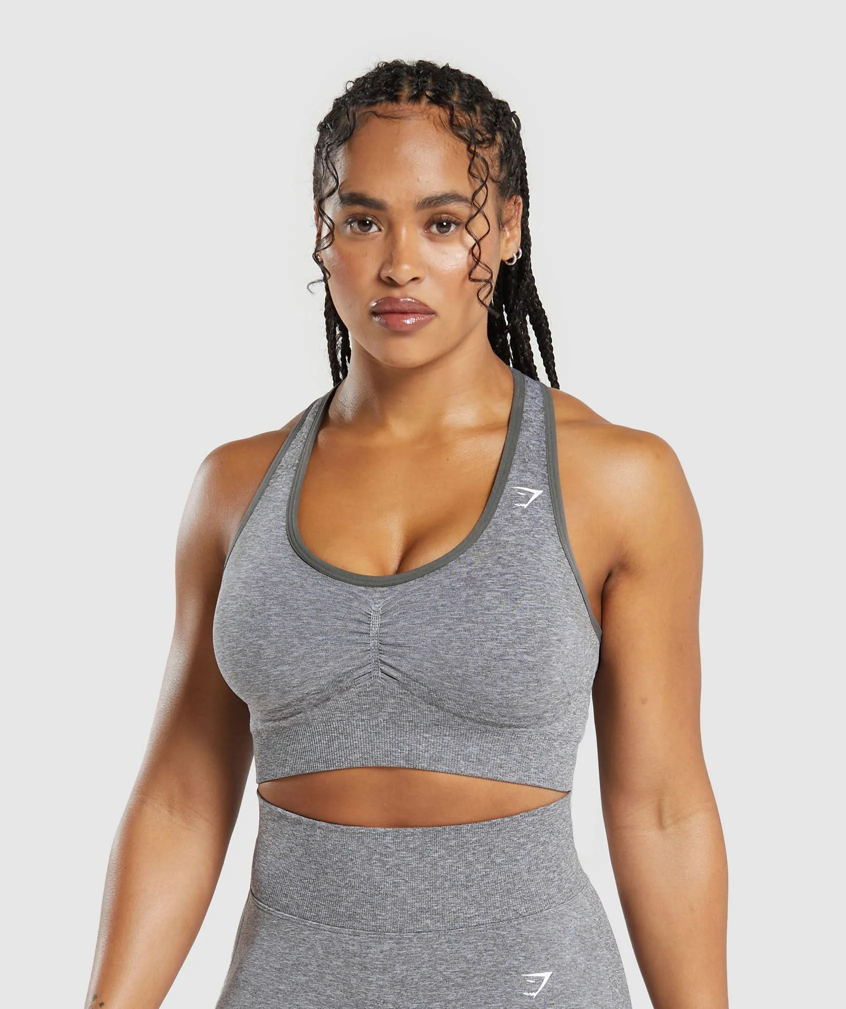 Gymshark Lift Seamless Sports Bra - Brushed Grey/White Marl sold by Gymshark