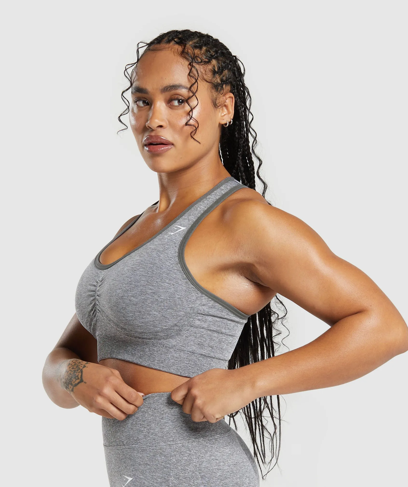Gymshark Lift Seamless Sports Bra - Brushed Grey/White Marl sold by Gymshark product image thumbnail 3