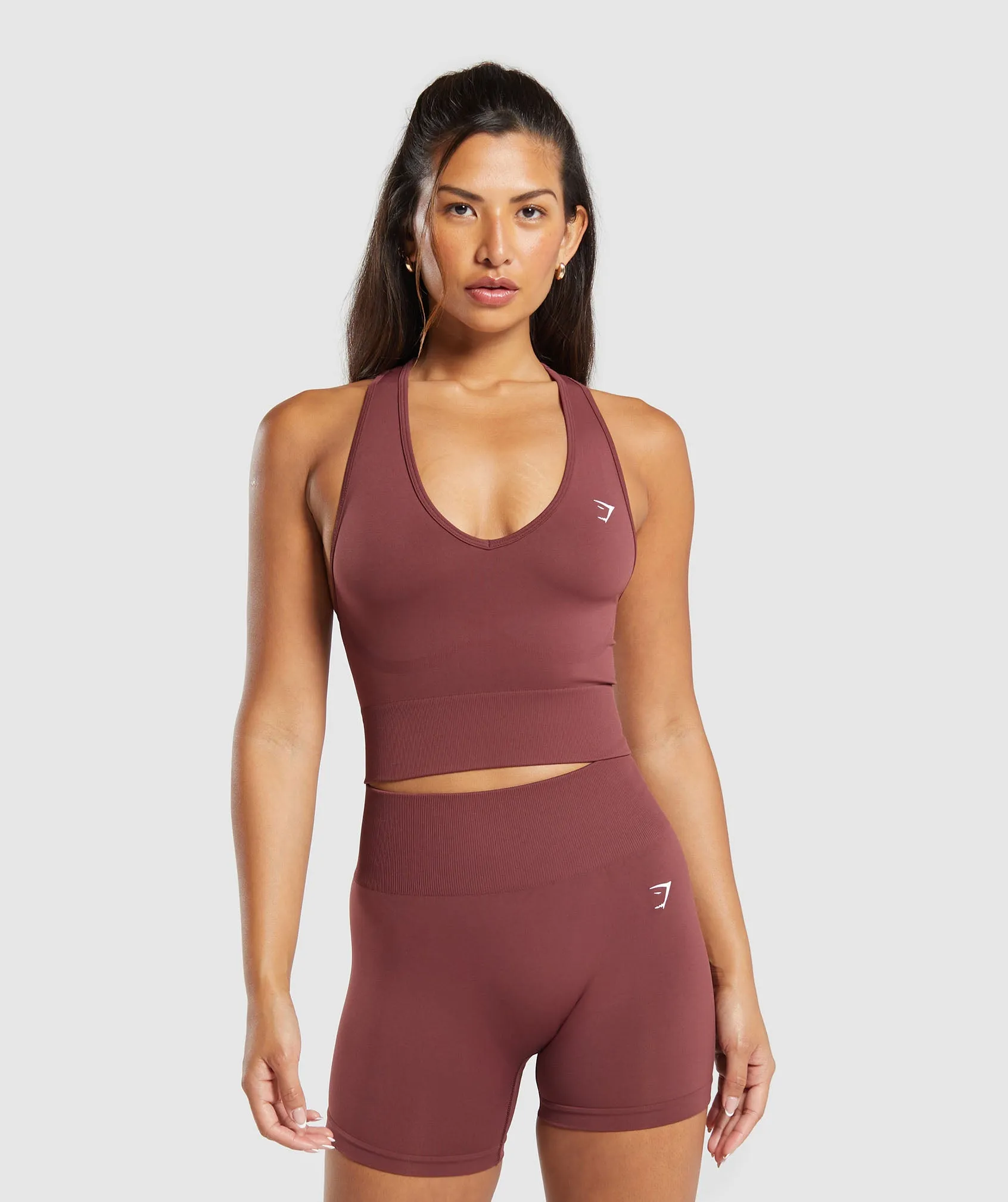 Gymshark Everyday Seamless Crop Tank - Burgundy Brown sold by Gymshark