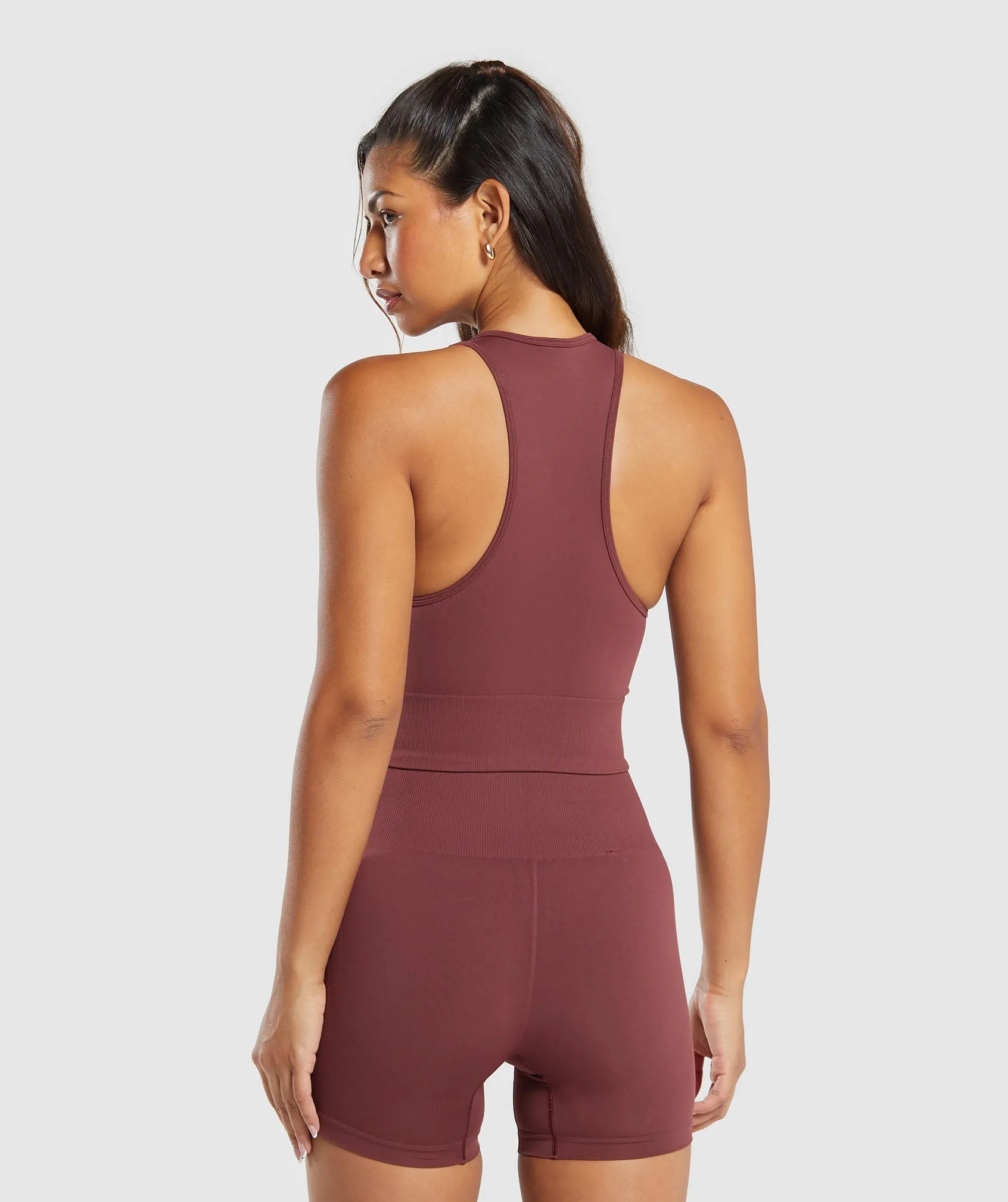 Gymshark Everyday Seamless Crop Tank - Burgundy Brown sold by Gymshark product image thumbnail 2