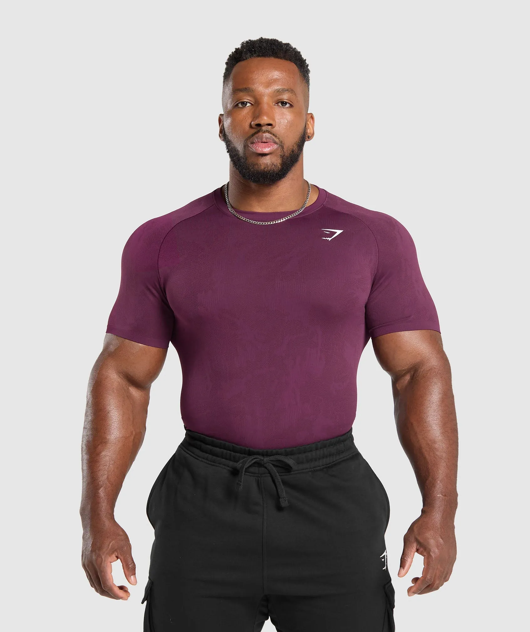 Gymshark Geo Seamless T-Shirt - Magenta Purple/Depth Purple sold by Gymshark