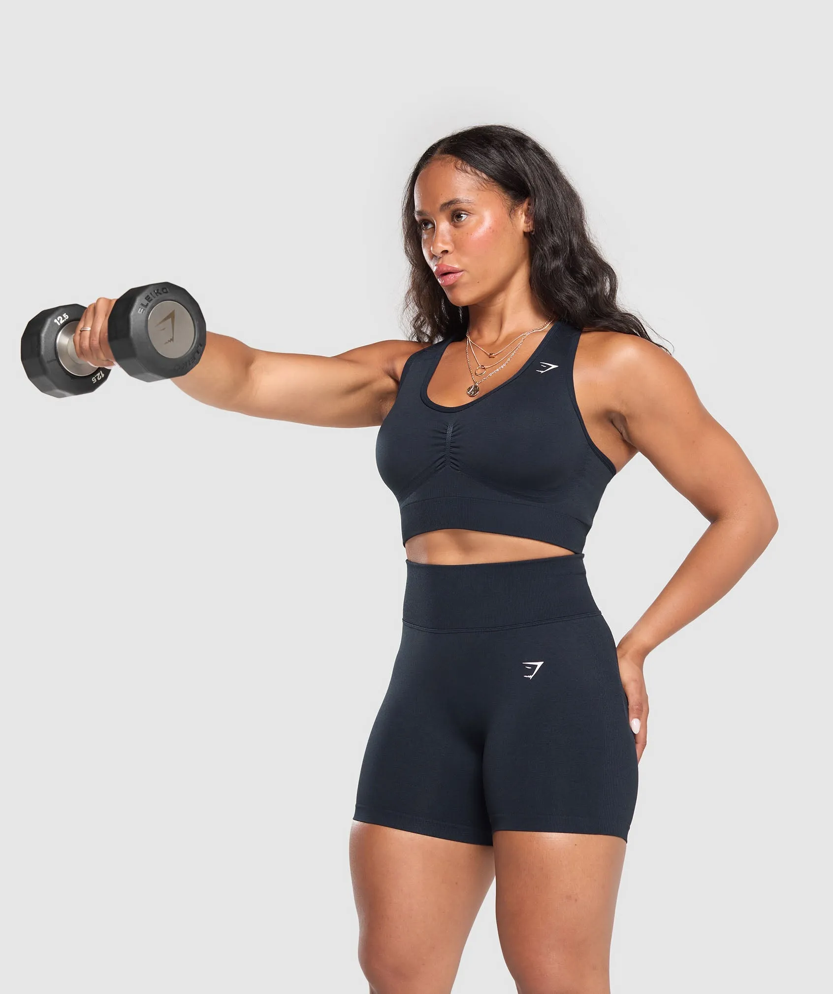 Gymshark Lift Seamless Sports Bra - Midnight Blue/Black Marl sold by Gymshark product image thumbnail 5