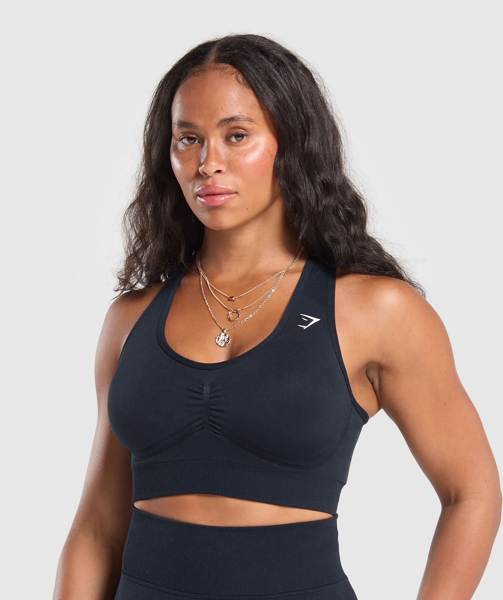 Gymshark Lift Seamless Sports Bra - Midnight Blue/Black Marl sold by Gymshark