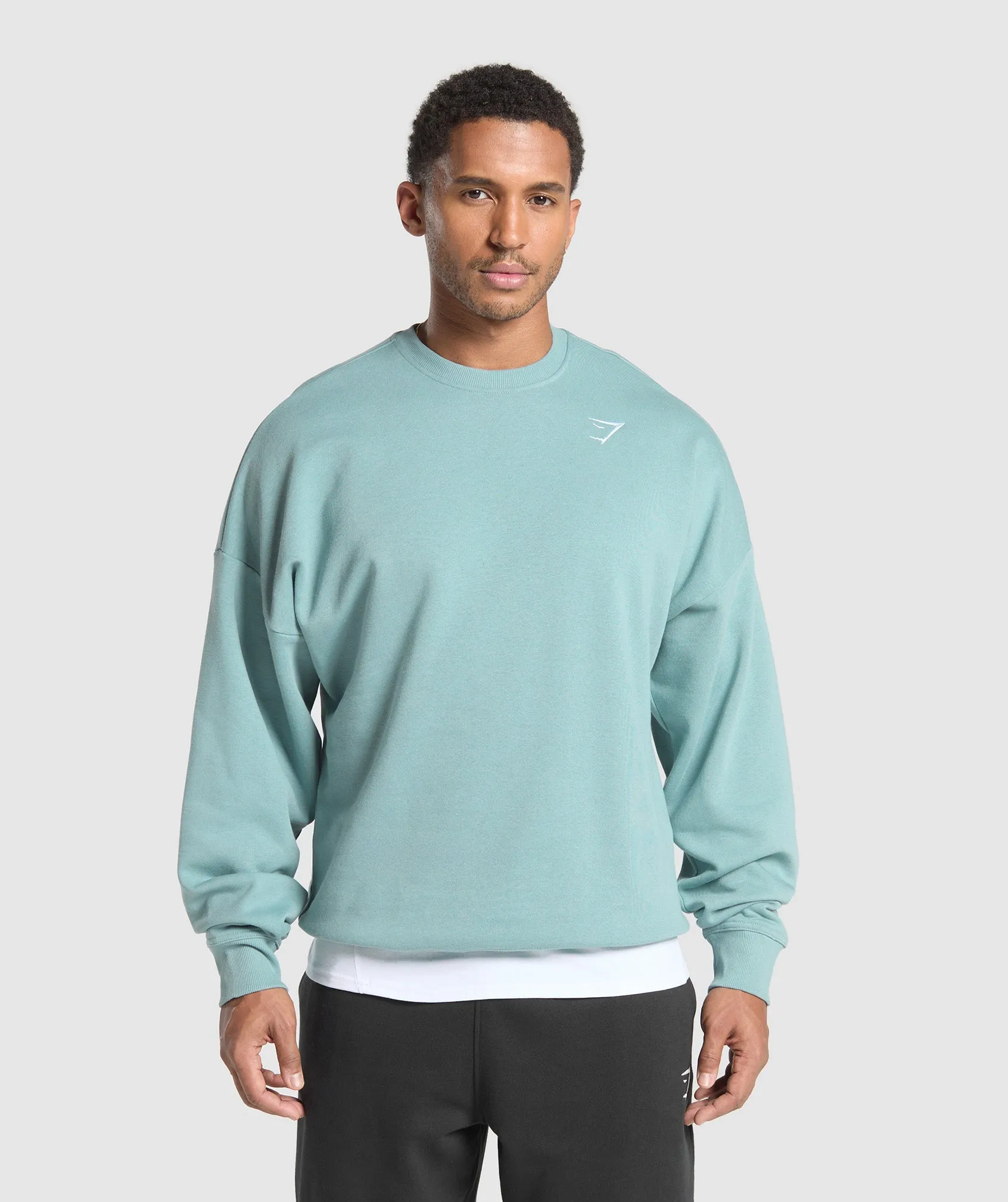 Gymshark Oversized Crest Crew - Rest Blue sold by Gymshark