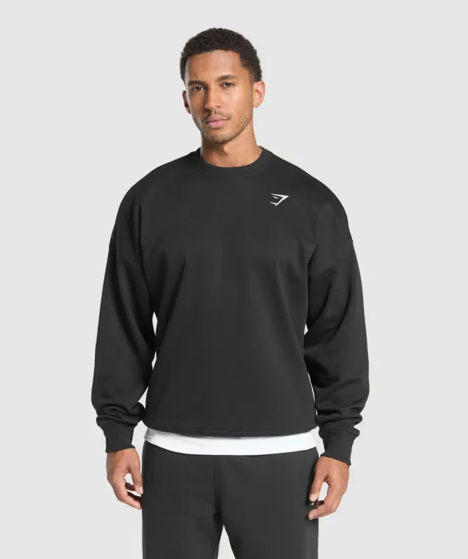 Gymshark Oversized Crest Crew - Black sold by Gymshark